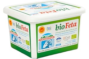 TIRRITO Vassilitsa Organic Feta Sheep Cheese - 1 x 1 kg - Organic Feta Cheese Organic Greek Feta Sheep Cheese in Brine Sheep Cheese 43% Fat in Greece 70% Sheep 30% Goat Plastic Container Organic