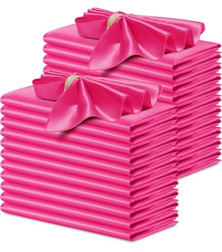 12 Serviettes De Table En Satin Doré Rose 43x43 Cm - Pour Mariage, Fête, Décoration De Table