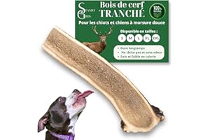 STANLEY GIBBS Bois de cerf pour Chien a Macher TRANCHÉ (1 pièce). Friandise pour Chiots et Chiens de Tout âges. Jouet Occupation. Jouet de Mastication. Soins Dentaire idéal (XL)