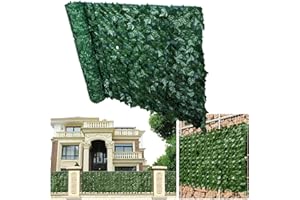 Baketron Trellis with Artificial Leaves, Artificial Ivy Leaf Hedge Fence,UV Fade Protection Privacy Hedging Wall Landscaping Garden Fence Balcony Screen,Fake Leaf Screen Home Garden(0.5 * 1M)