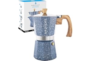 GROSCHE Milano Moka pot, Stovetop Espresso maker, Greca Coffee Maker, Stovetop coffee maker and espresso maker percolator (Indigo, 6 cup)