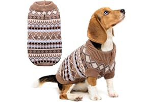 Hjumarayan Maglione per cani boho per cani di taglia media, maglione natalizio per cani con apertura imbracatura, spesso maglione per cani con bulldog francese (caffè L)