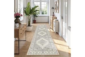 YOWOMO Teppich Wohnzimmer 80X300cm TeppichläUfer Schlafzimmer Carpet Vintage Kurzflor Waschbarer Boho Wohnzimmer Rug Living Room Bedroom