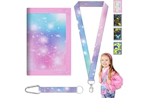 AUNGCSHE Portafoglio Bambino Cielo Stellato, Portafogli Trifold con Cordino, Cordino Ragazza Portafoglio, per Bambini di Età Compresa Tra 5 e 12 Anni Regalo di Natale di Compleanno