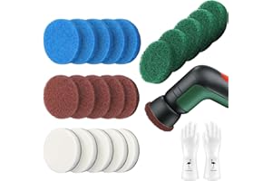 GEGNNS 20 Pièces Tampon de Nettoyage Brosse de Nettoyage électrique Compatible Bosch Pad de Nettoyage Brosse 6033 sans Fil pour perceuses, éponges nettoyant Tout Usage éviers baignoires kit de Nettoyage