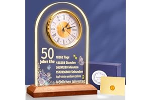 ‎OKIYID OkiyiD 50. Jahrestag Hochzeit Geschenk, Jahrestag Quarzuhr, Schreibtisch Tisch Uhr, 50 Jahre Ehe, Goldene Hochzeit für Paar, Eltern, Großeltern (50. Jahrestag)