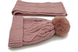 QUOM Gorro niño invierno y bufanda, Gorro y bufanda de punto, Conjunto de bufanda y gorro unisex, 2 piezas abrigo niño y niña, Kit invierno para niños y niñas