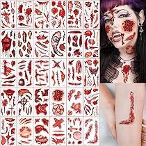 Halloween Tattoos - 20 Blätter Mit Zombie-Motiven, Blutige Wunden & Narben Für Grusel-Make-up