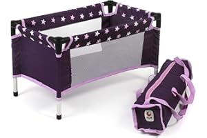 Bayer Chic 2000 652 71 Reisebett, Puppenbett für Puppen bis 50 cm Travel Cot for Baby Dolls, Stars Purple