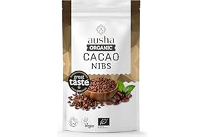 Ausha Organic Raw Cacao Nibs 200g - 1* GREAT TASTE AWARD 2024 - UK Certified Organic by Soil Association
