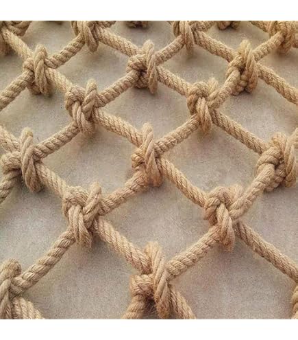 Natuurlijk Touwnet Jute Net Klimplant Muurdecoratie Isolatie Hangend Doeknet Touwnet 8mm Dik Touw 15cm Mesh Afstand Outdoor Schommel Boomhut Plant Klimmen(Size:1 * 3m(3 * 10ft