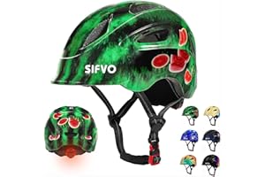 Kids Bike Helmet with Safety Light - SIFVO Bike Helmet 46-50-51-55cm Adjustable for Boys & Girls, Cycle Helmets Kids 3-5-8-10 Years for Multi-Sport Bicycle Scooter