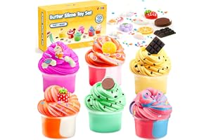 JOYIN 6-pack slime set, partypresenter och barnfödelsedagar, moln adventskalender, fluffigt slime för flickor och pojkar