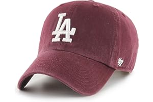 47 MLB Los Angeles Dodgers Clean Up Unisex Baseball Cap, Adjustable Strap & Buckle, White Logo, Colour Maroon