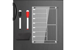 XoeLLe Acryl Wochenplaner, 20 x 30 cm Trocken Abwischbare Whiteboard Fridge Familienplaner, Whiteboard Acrylic Transparent für Den Kühlschrank, White Erase Board con 2 Marker & Radierer