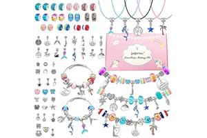 LauCentral 73 Pieces Charm Bracelet Making Kits, Jewelry Making Supplies Beads DIY Crafts Set with Snake Chain String for Christmas Gifts for Girls Teens Children Age 5-12 (TY004-VC2)