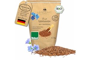 ‎LEINKRAFT BODENSEE Deutsche Bio-Leinsamen 2.5 Kg braun ganz 100% Bioland naturbelassen Bäckerqualität