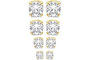 MILACOLATO 4 pary magnetycznych kolczyków ze stali nierdzewnej dla mężczyzn kobiet okrągłe/kwadratowe CZ inkrustowane magnetyczne kolczyki bez przekłuwania CZ klips na sztyfcie kolczyk 3 kolory 4-7 mm