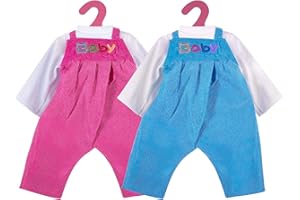 ZOEON ZWOOS Vêtements de Poupée pour New Born Baby Poupée, Tenues et Salopette pour 18" Poupée (35-45 cm), Ensemble de 2