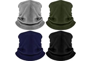 Hicarer 4 Pieces Winter Fleece Neck Warmer Snoods for Men Women Gaiter Thick Thermal Windproof Ski Neck Scarf Balaclava