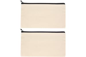 ZHENGYYUU 2 Stück DIY Blanko Stoffbeutel, Reise Kulturbeutel, Kosmetiktaschen mit Reißverschluss, Brautjungfern Geschenk Mäppchen, Makeup Tasche, Federmäppchen Klein für Reisen - 21 x 12 cm