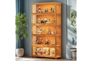 Scribora Vitrina con puertas acrílicas, vitrina de vidrio para coleccionables y trofeos, estante de exhibición de 5 niveles, gabinete de almacenamiento para sala de estar, dormitorio, oficina (puerta