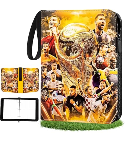 Album Portacarte Da Calcio Con 50 Pagine – Raccoglitore In PU Con Maniglia, Capacità 400 Carte, Regalo Bambini