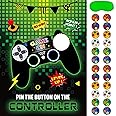 WERNNSAI Pin The Button Controller Party Game - Video Game Supplies for Boy Kids, 53cm x 71cm Game Poster with 24 Reusable Sticker Gaming Birthday Party Favor Geek Wall Decorations