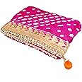 Women's Decorated Bandhej Dupatta Handmade Jaipur Art Silk Chunni Bandhani Tassel Gota Patti Dupattas (Pink), Free Size