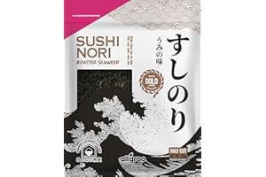Allgroo Hoja de alga nori para sushi, tostadas, cortadas a la mitad - 1 x 125 gr