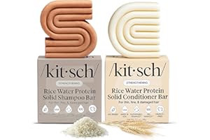 Kitsch Rice Water Shampoo & Conditioner Set - Solid Shampoo Bar & Conditioner Bar with Protein for Strengthening & Damage Repair - Paraben, Sulfate and Silicone Free - Nourishing Hair Care Set, 2pcs