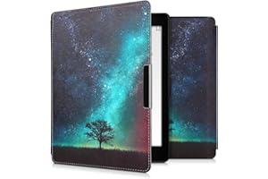 kwmobile Custodia eReader Compatibile con Kobo Aura ONE Cover - eBook Reader Flip Case - blu/grigio/nero - Natura e spazio