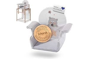 Schardt - Sitzverkleinerer Hubi - Für Baby Hochstuhl - Sitzkissen für Kinder - Mit Komfortablen Armlehnen - Geeignet für Hochstuhl X-TRA - Abwaschbare Sitzauflage - Rückseite Weiß Foliert