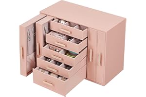 ANWBROAD Contenitore per gioielli da donna, enorme, con 40 ganci per collane, 9 cassetti, per tutti i tuoi gioielli organizzati JJB017F