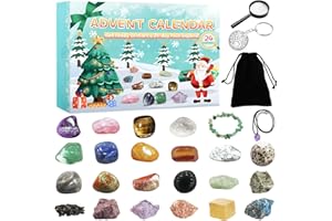 AITSITE Calendrier de L'avent 2024, Calendrier de L'avent Pierre Precieuse et Minéraux Calendrier Educatif Bijoux Enfants Fille Cadeau de Noel Calendrier de L avent Advent Calendar Fille Kinder Friends