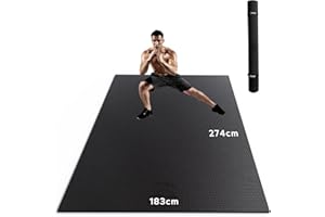 HAPBEAR Tappetino per Esercizi Extra Large, 183×122/213×152/244×183cm/274×183cm×8mm, Antiscivolo, Ultra Resistente, Spesso per Pavimenti della Palestra di Casa Cardio, Tappetino per Yoga per Fitness