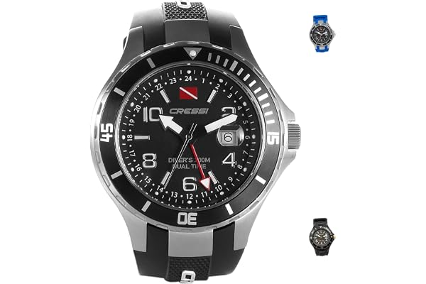Cressi Traveller Dual Time - Professional Montre de Plongée 200m_20ATM - Unisex