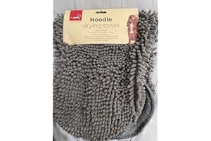 TJ MORRIS My Pets Noodle Dog/ Cat Bath Microfibre Chenille Grey Drying Towel| Ultra Absorbent Super Quick Drying| Super Soft With Hand Pockets| Machine Washable| Indoor and Outdoor Use| 32 x 13 Inch Approx