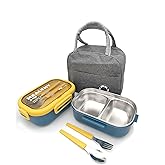 Valkyrie Isı Yalıtımlı Termal &Ccedil;antalı &Ccedil;elik Lunch Box &ndash; BPA&rsquo;sız, Sızdırmaz, &Ccedil;ok B&ouml;lmeli Yemek Kabı Sarı Yeşil