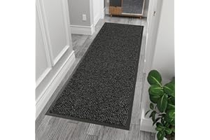 GULLAMBO Hallway Runner Grey Rug - Non Slip Runner Rug for Kitchen, Stair & Doorway - Washable Rubber Backed Carpet Runner - Durable Indoor Floor mats for Home, Kitchen Non Slip