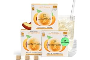 ‎WATERDROP MICRODRINK waterdrop® Microdrink Eistee Pfirsich, 36 Ice Tea Drops Würfel, Zuckerfreie Getränkewürfel, Kalorienarm, wertvolle Vitamine, Schwarzer Tee mit Pfirsichgeschmack