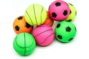 PETOPEDIA 8 X 6cm Dog Balls Bright Dog Rubber Balls Sponge HIGH BOUNCE Floating Dog Toys for Boredom Sports Tennis Basketball Baseball Football Rolling Balls for dogs (8 BALLS)