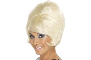 Smiffys 60s Beehive Wig, Blonde Short, 1960's Groovy Fancy Dress, 1960s Dress Up Wigs