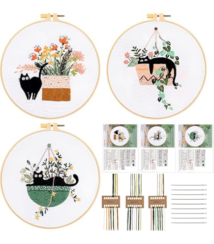 Kit Broderie Sac En Toile Fleuri - Pour Débutants - Complet Avec Aiguilles, Fil Et Instructions - DIY Fait Main