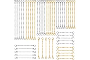WIURGOHA 30pcs Chain Extenders for Necklace, Bracelet, Anklet - Stainless Steel Jewelry Making Set 2" 3" 4" 5" 6" (15 Gold, 15 Silver)