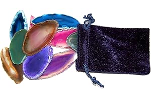 Esoterik-Versand Edelsteine, zehn farbige Achatscheiben in einem blauen Samtbeutel