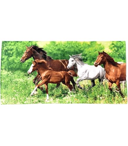 Serviette De Bain Cheval Dauphin Microfibre - Grande Taille 100x180cm Pour Plage Ou Maison
