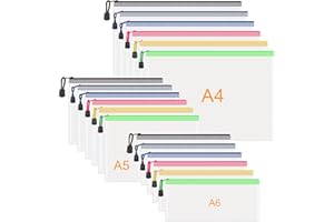 ‎JIANTA JIANTA Document Bag Zip A4 + A5 + A6, 18 Pieces Zip Bags, Transparent Zip Pockets, Document Bag, Utensil Bag, Bag with Zip, Suitable for Office School