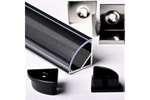 Aftertech® 3m 3 metros 1616N 16x16mm PERFIL DE ALUMINIO TIRA ESQUINERA TIRA LED BARRA RÍGIDA 3MT + CUBIERTA (CUBIERTA TRANSPARENTE 1616N PERFIL NEGRO)