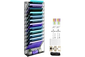 TSDRBWO Porte-revues mural à 13 niveaux à suspendre, organiseur de fichiers mural, en maille mentale, organiseur mural de bureau A4, organiseur de fichiers mural pour bureau et maison